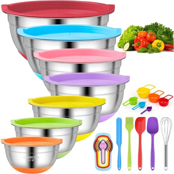 Other - Mixing Bowls with Airtight Lids, 18pcs Stainless Steel Nesting Mixing Bowls Set